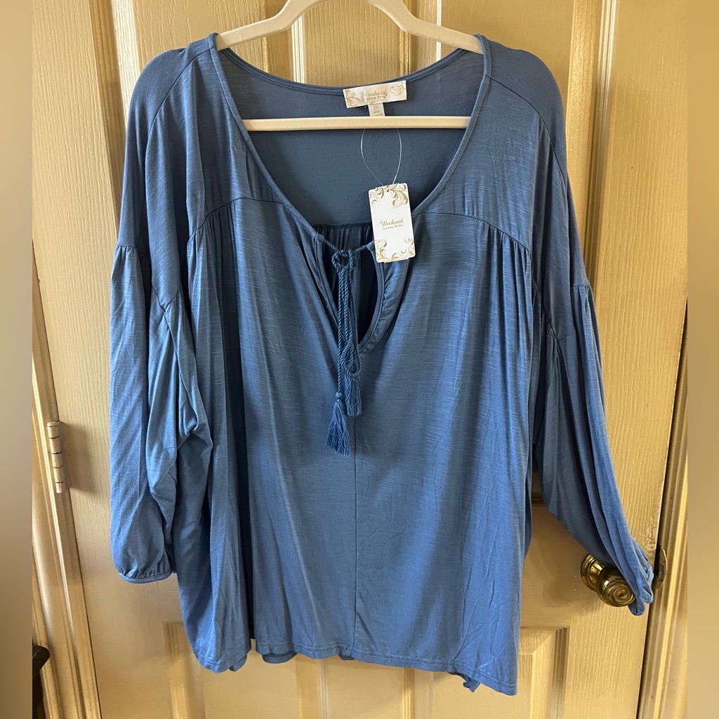 Suzanne Betro Blue Women's Top Size 2x Nwt